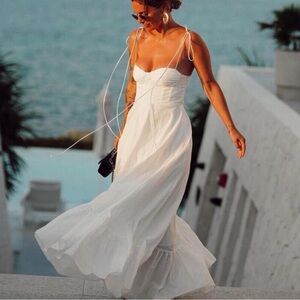 Zara Poplin Maxi Dress in White